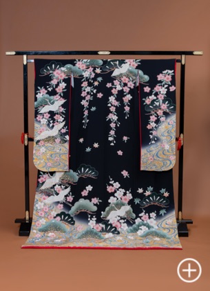 F-11 引き振袖 黒 祝桜舞