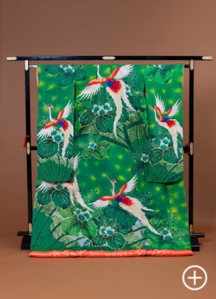 C-30 色打掛 グリーン 草緑鳳凰