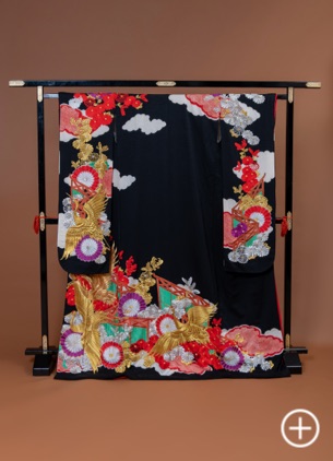 F-04 引き振袖 黒 祝九重